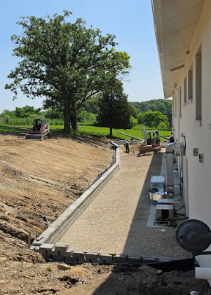 Drainage system to protect back of building